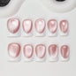 Handmade Press on Nails Short Almond Nude Polka Dot Glossy Reusable Fake Nails, Minimalist Beige Acrylic Press on Nails with White Dot Design for Women Girls 10 PCS(M)
