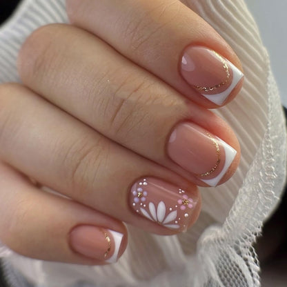 Spring Fake Acrylic Press On Nails – Starry Sky Designer False Nails Medium Almond, Salon Quality, Glossy Reusable Stick-On Nails for Weddings, Outdoor Picnics & Parties | Gift for Women