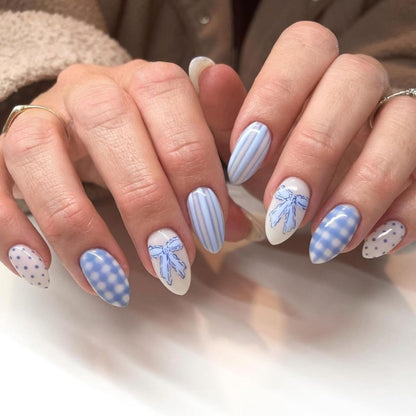 Fall Press on Nails Medium Almond, French Tip & Leopard Print