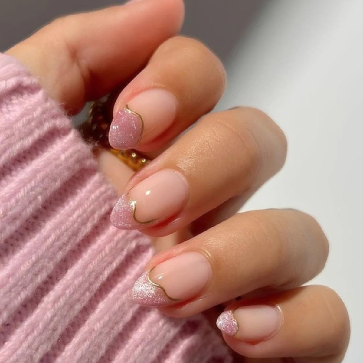 Spring Fake Acrylic Press On Nails – Starry Sky Designer False Nails Medium Almond, Salon Quality, Glossy Reusable Stick-On Nails for Weddings, Outdoor Picnics & Parties | Gift for Women