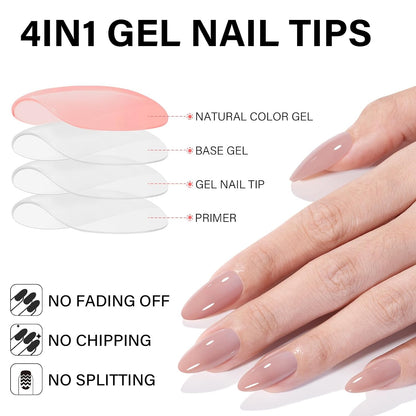 AILLSA Press on Nails Medium Almond Nude Pink Nail Tips 5 Colors 140 PCS
