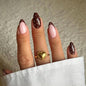 Fall Press on Nails Medium Almond, French Tip & Leopard Print