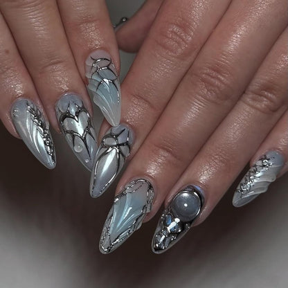 CTTHNBD Press on Nails Almond, Medium, French Tip Fake Nails