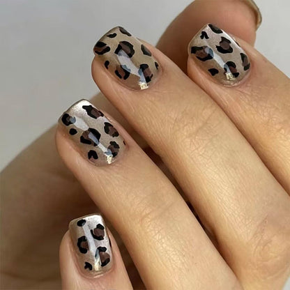 French Tip Press on Nails Short Almond Nude Fake Nails Press on with Polka Dot Design Stripe False Nails Glossy Full Cover Summer Nails for Women 24Pcs