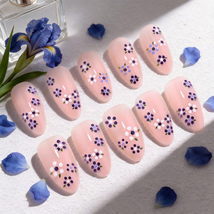 White French Tips Press on Nails, Irregular Gold 3D Lines with Flower & Pearl Design, Reusable Salon Quality Acrylic False Nails for Women, Glue On Nails with Adhesive Tabs for Daily Wear