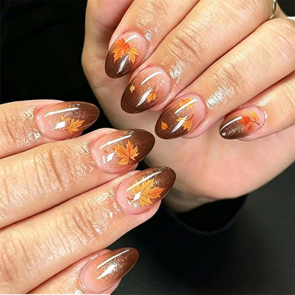 French Tip Press on Nails Short Almond Nude Fake Nails Press on with Polka Dot Design Stripe False Nails Glossy Full Cover Summer Nails for Women 24Pcs