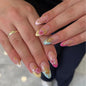 Fall Press on Nails Medium Almond, French Tip & Leopard Print