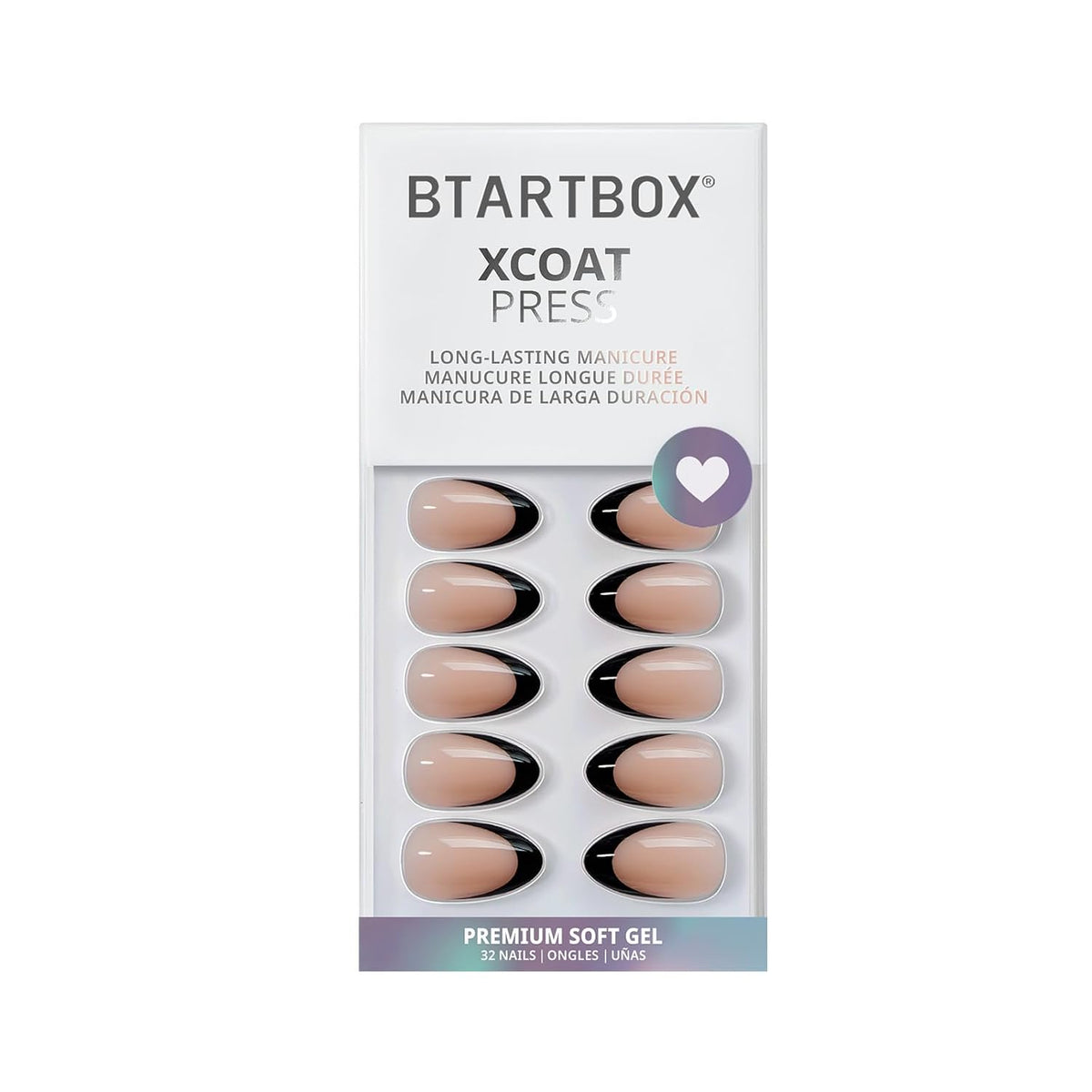 BTArtbox Halloween Press On Nails, French Tip Almond Nails, 32 Pcs Full Kit