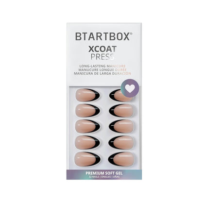 BTArtbox Halloween Press On Nails, French Tip Almond Nails, 32 Pcs Full Kit
