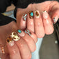Long Square Press on Nails - Leopard Print French Tip Fake Nails Press ons with 3D Gold Pearl and Red Flower Designs, Glossy Reusable Autumn Winter Stick on False Nails for Women 24PCS