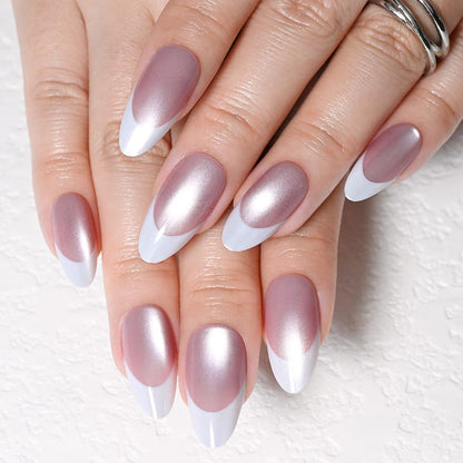 Spring Fake Acrylic Press On Nails – Starry Sky Designer False Nails Medium Almond, Salon Quality, Glossy Reusable Stick-On Nails for Weddings, Outdoor Picnics & Parties | Gift for Women