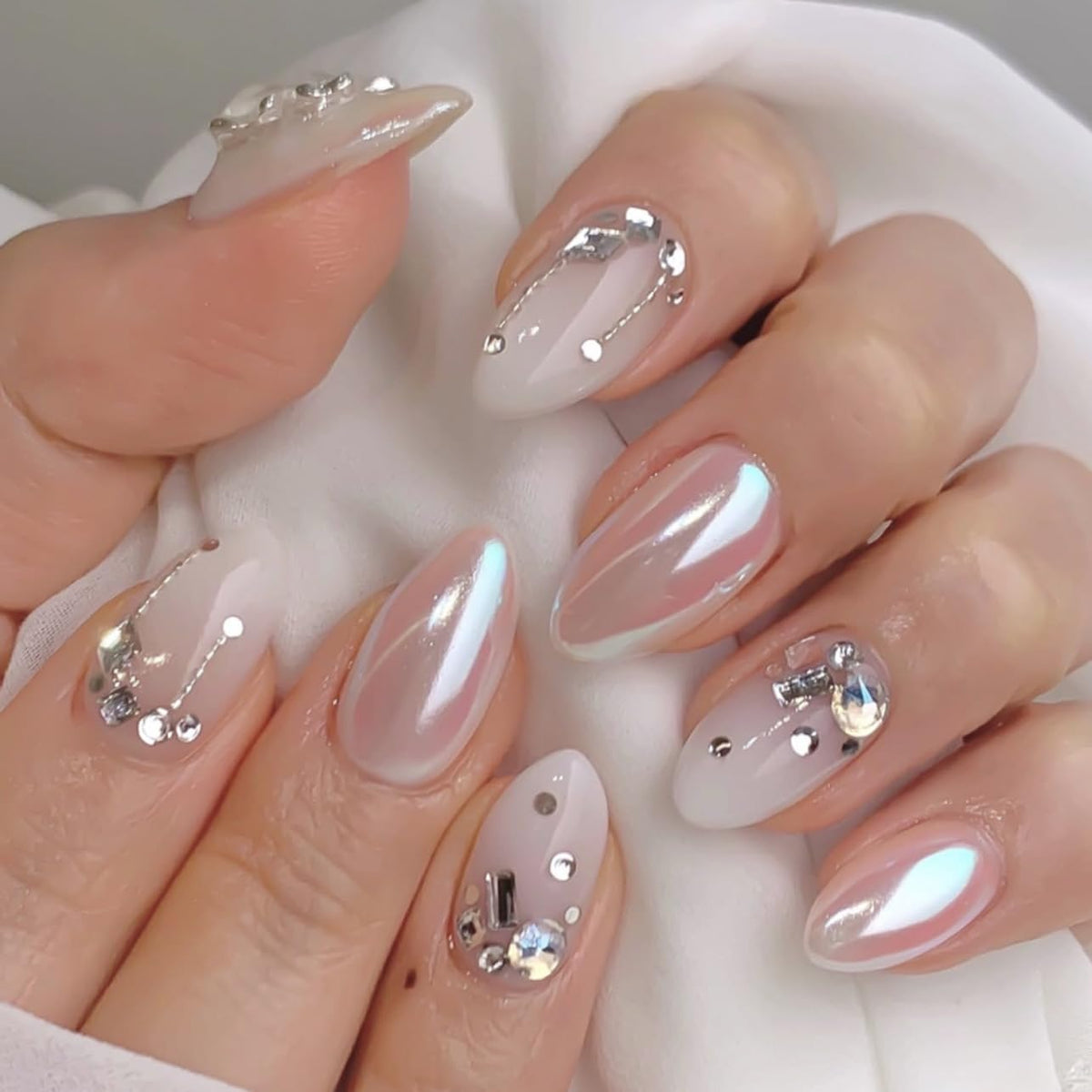 CTTHNBD Press on Nails Almond, Medium, French Tip Fake Nails