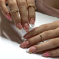 Fall Press on Nails Medium Almond French Tip, 30 Pcs Handmade 3D Flowers Gold Lines Embossed Designs, Glossy Nude Fake Nails, Reusable Glue On Nails, Full Cover Acrylic Nails for Women Brown