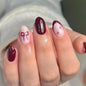 Fall Press on Nails Medium Almond, French Tip & Leopard Print