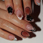 Fall Press on Nails Medium Almond, French Tip & Leopard Print