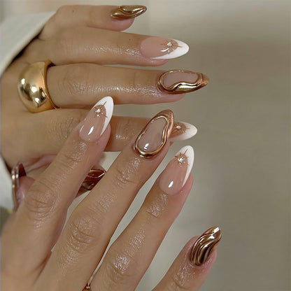Medium Press On Nails Almond Fake Nails French Tip Nails Press Ons With Leopard Print Designs 3D Bow False Nails Artificial Acrylic Glue On Nail Glossy Stick On Nail For Women Girls