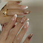 Medium Press On Nails Almond Fake Nails French Tip Nails Press Ons With Leopard Print Designs 3D Bow False Nails Artificial Acrylic Glue On Nail Glossy Stick On Nail For Women Girls