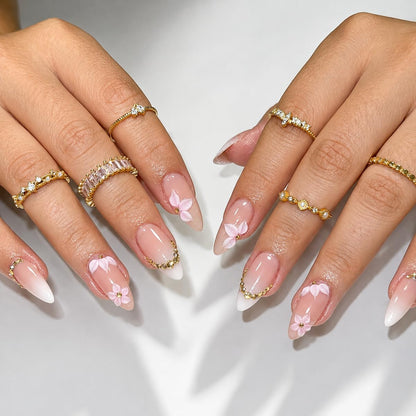 Fall Press on Nails Medium Almond, French Tip & Leopard Print