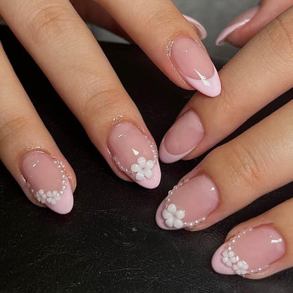 Fall Press on Nails Medium Almond, French Tip & Leopard Print