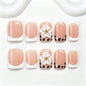 Handmade Press on Nails Short Almond Nude Polka Dot Glossy Reusable Fake Nails, Minimalist Beige Acrylic Press on Nails with White Dot Design for Women Girls 10 PCS(M)
