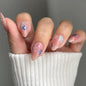 Short Press On Almond Fake Nails - Flower Acrylic Fall Nails Press Ons Full Cover Glue On Cute False Floral Stick On Nails for Women - 30 Pcs