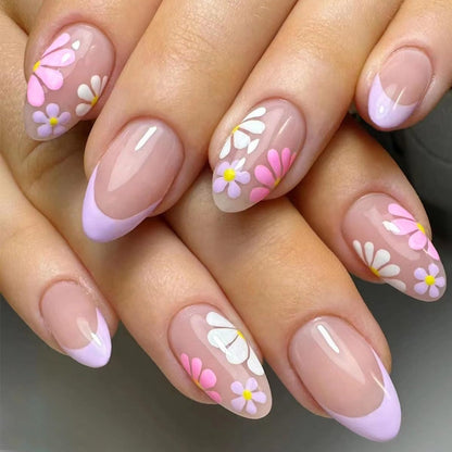 CTTHNBD Press on Nails Almond, Medium, French Tip Fake Nails