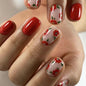 CTTHNBD Press on Nails Square, Medium, Black French Tip Fake Nails