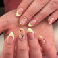 Fall Press on Nails Medium Almond, French Tip & Leopard Print
