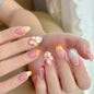 Spring Fake Acrylic Press On Nails – Starry Sky Designer False Nails Medium Almond, Salon Quality, Glossy Reusable Stick-On Nails for Weddings, Outdoor Picnics & Parties | Gift for Women