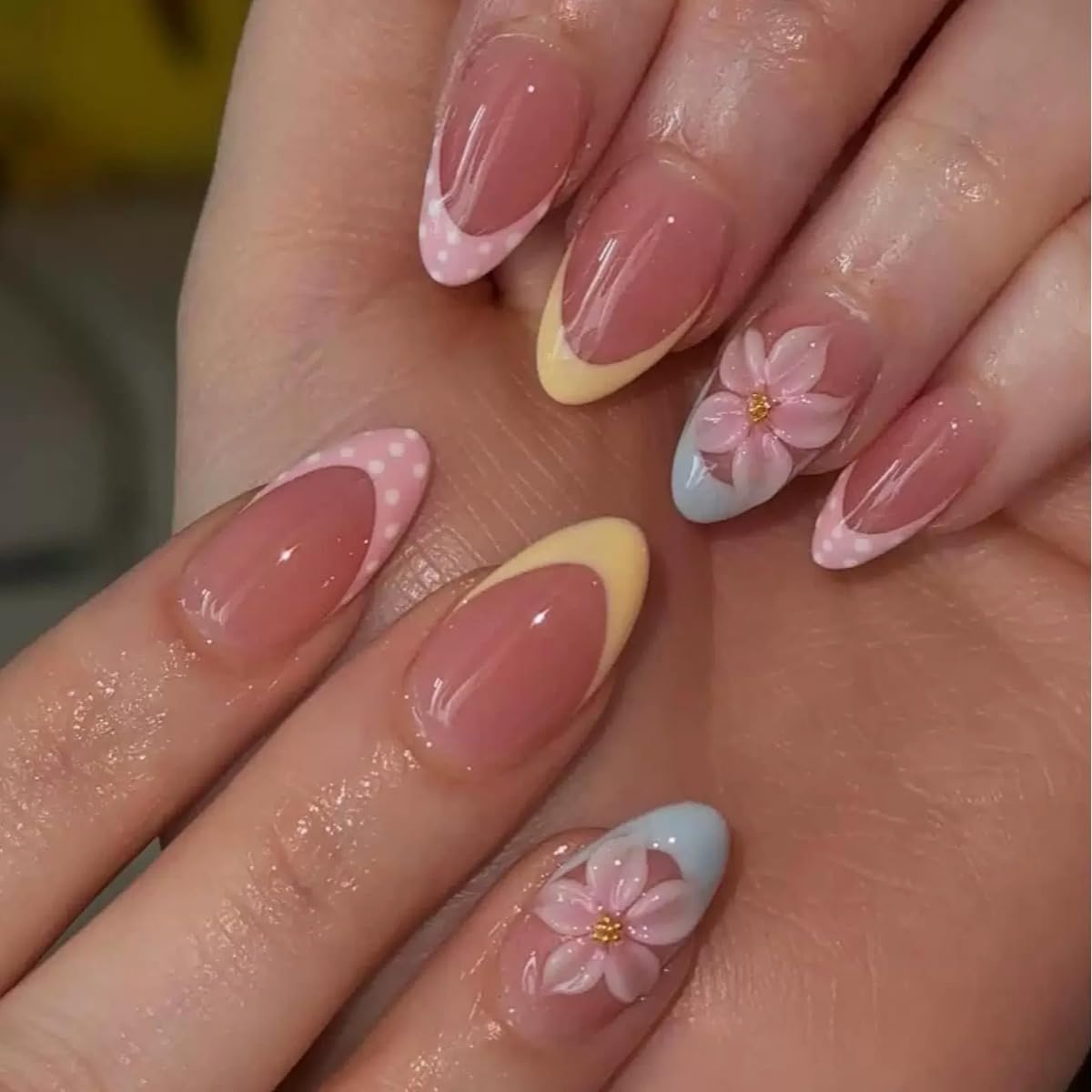 CTTHNBD Press on Nails Almond, Medium, French Tip Fake Nails