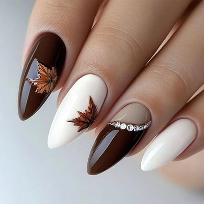 Dark Brown Tortoise Shell Press On Nails, Short Oval Fake Nails 24Pcs