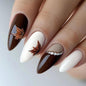 Dark Brown Tortoise Shell Press On Nails, Short Oval Fake Nails 24Pcs