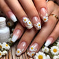 CTTHNBD Press on Nails Square, Medium, Black French Tip Fake Nails