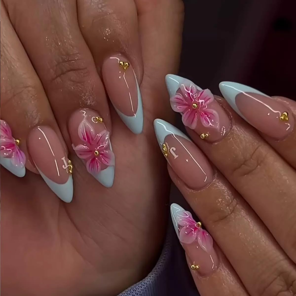 CTTHNBD Press on Nails Almond, Medium, French Tip Fake Nails
