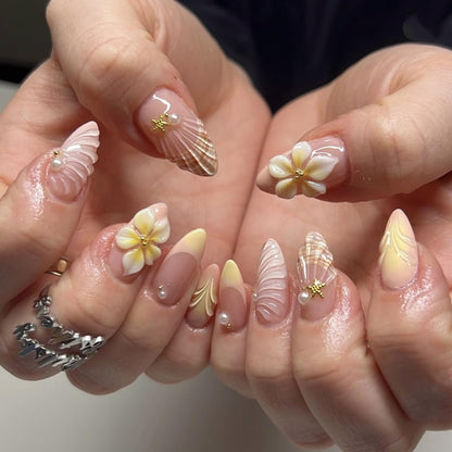 CTTHNBD Press on Nails Almond, Medium, French Tip Fake Nails