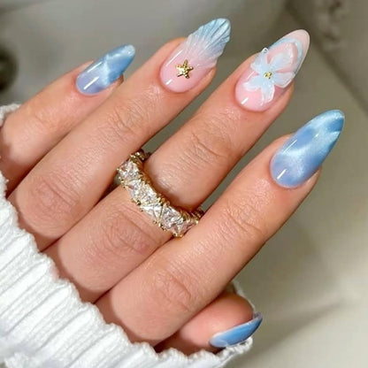 Fall Press on Nails Medium Almond, French Tip & Leopard Print
