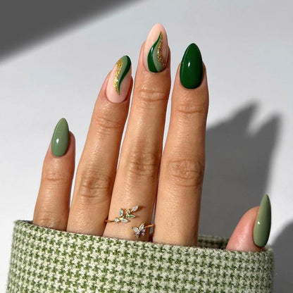CTTHNBD Press on Nails Almond, Medium, French Tip Fake Nails