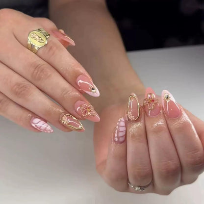 CTTHNBD Press on Nails Almond, Medium, French Tip Fake Nails