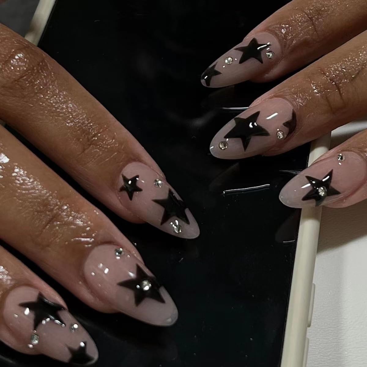 CTTHNBD Press on Nails Almond, Medium, French Tip Fake Nails