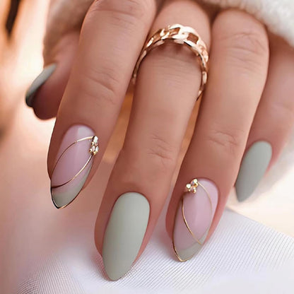 CTTHNBD Press on Nails Almond, Medium, French Tip Fake Nails