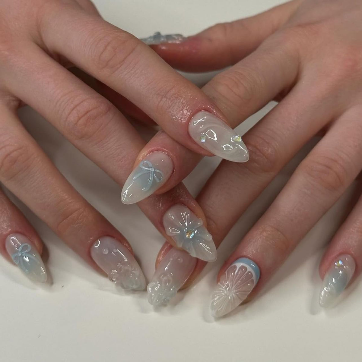 CTTHNBD Press on Nails Almond, Medium, French Tip Fake Nails