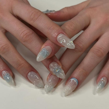 CTTHNBD Press on Nails Almond, Medium, French Tip Fake Nails
