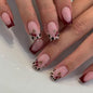 CTTHNBD Press on Nails Square, Medium, Black French Tip Fake Nails