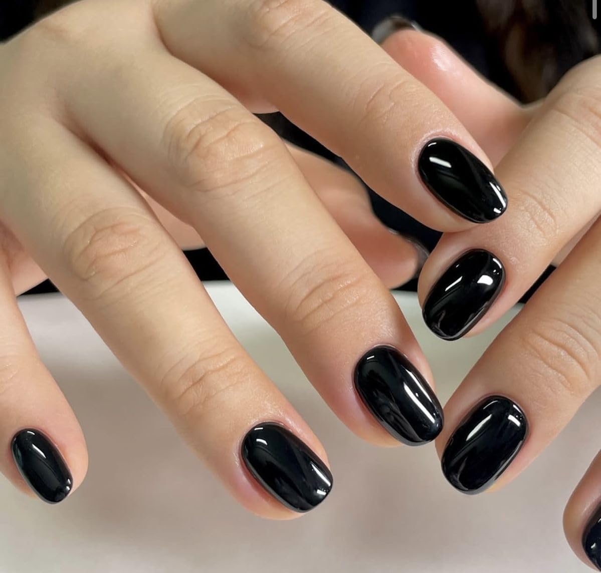 modelones French Tip Press On Nails, Short Oval Fake Nails Nails Press Ons