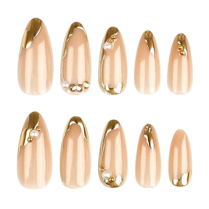 CTTHNBD Press on Nails Almond, Medium, French Tip Fake Nails