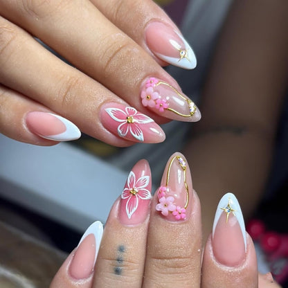 CTTHNBD Press on Nails Almond, Medium, French Tip Fake Nails