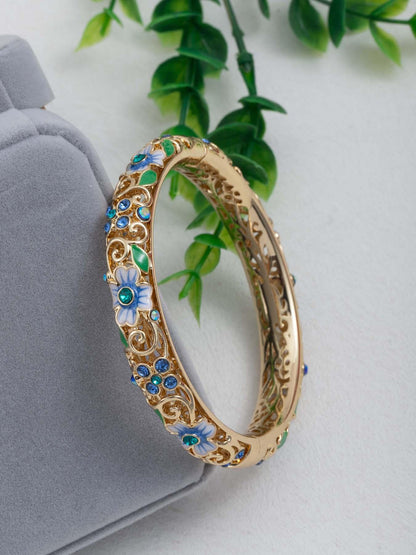 Luxury Elegant Enamel Bangle Bracelet with Artificial Zircon Inlay, Fashionable Bracelet Style, Exquisite Gift for Women & Girls, Perfect Gift for All Occasions