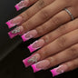CTTHNBD Press on Nails Square, Medium, Black French Tip Fake Nails