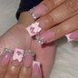 CTTHNBD Press on Nails Square, Medium, Black French Tip Fake Nails