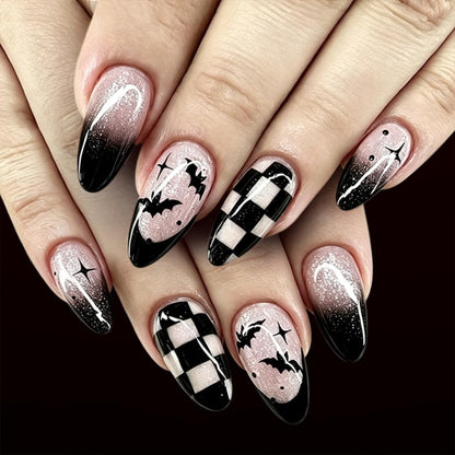 Almond Press on Nails Medium French Tip Fall Fake Nails with Brown Leopard Design Acrylic Nails Glossy False Nails Press ons Full Cover Glue on Nails for Women Manicure 24Pcs